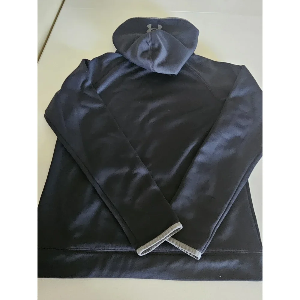 Under Armour Youth LG Hoodie‎ Black Gray Logo Athletic Pullover Sweatshirt